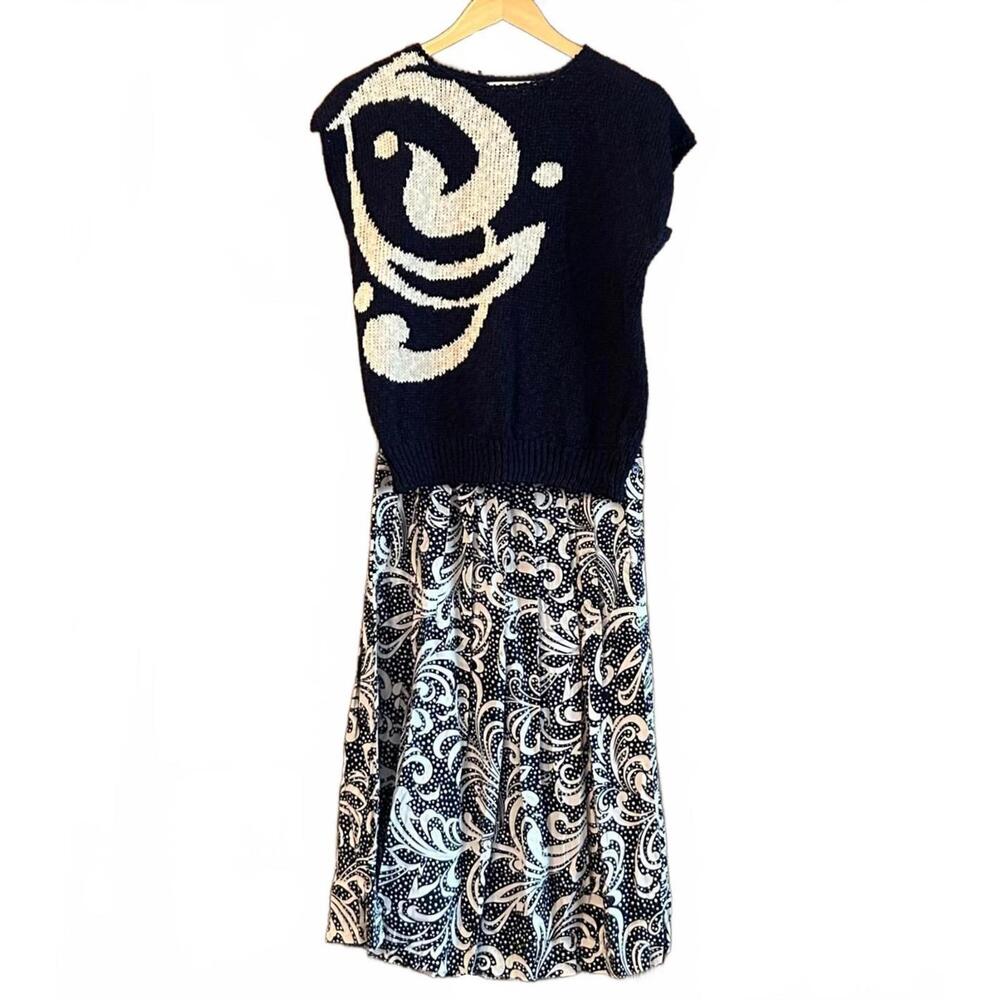 Segue Womens 2 Piece Set Navy & White Knit Top and Skirt Size 10